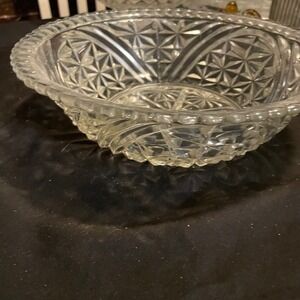 Vintage Anchor Hocking Crystal Clear Pressed Glass Stars and Bars Serving Bowl